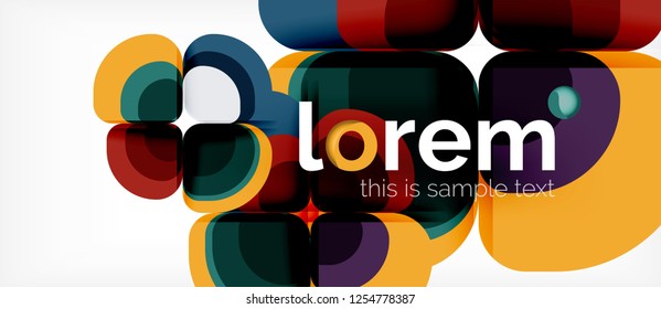 Abstrakter Hintergrund - Zusammensetzung der geometrischen mehrfarbigen Rundformen. Trendy abstrakte Layout-Vorlage für Geschäfts- oder Technologiepräsentation oder Web-Broschüre Titelbild, Bildschirmhintergrund. Vektorgrafik