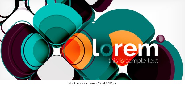 Abstract background - geometric multicolored round shapes composition. Trendy abstract layout template for business or technology presentation or web brochure cover, wallpaper. Vector illustration