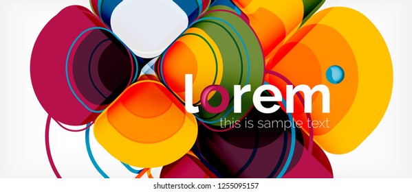 Fondo abstracto - composición geométrica de formas redondeadas multicolores. Plantilla de diseño abstracto de moda para presentación de negocios o tecnología o portada de folletos web, fondo de pantalla. Ilustración del vector