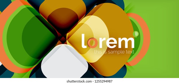 Fondo abstracto - composición geométrica de formas redondeadas multicolores. Plantilla de diseño abstracto de moda para presentación de negocios o tecnología o portada de folletos web, fondo de pantalla. Ilustración del vector