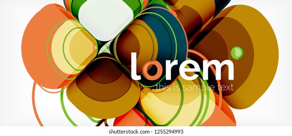 Abstract background - geometric multicolored round shapes composition. Trendy abstract layout template for business or technology presentation or web brochure cover, wallpaper. Vector illustration