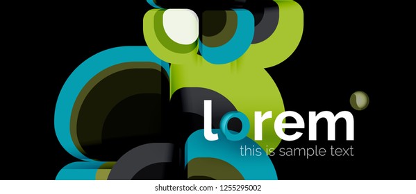 Fondo abstracto - composición geométrica de formas redondeadas multicolores. Plantilla de diseño abstracto de moda para presentación de negocios o tecnología o portada de folletos web, fondo de pantalla. Ilustración del vector