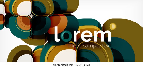 Fondo abstracto - composición geométrica de formas redondeadas multicolores. Plantilla de diseño abstracto de moda para presentación de negocios o tecnología o portada de folletos web, fondo de pantalla. Ilustración del vector