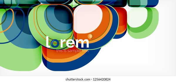 Fundo abstrato - composição geométrica de formas redondas multicoloridas. Modelo de layout abstrato moderno para apresentação de negócios ou tecnologia ou capa de brochura da web, papel de parede. Ilustração vetorial