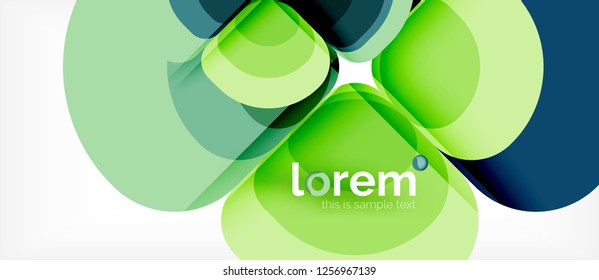 Abstrakter Hintergrund - Zusammensetzung der geometrischen mehrfarbigen Rundformen. Trendy abstrakte Layout-Vorlage für Geschäfts- oder Technologiepräsentation oder Web-Broschüre Titelbild, Bildschirmhintergrund. Vektorgrafik