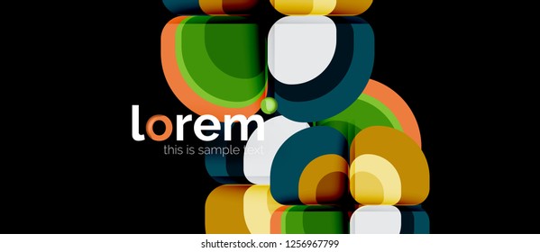 Abstrakter Hintergrund - Zusammensetzung der geometrischen mehrfarbigen Rundformen. Trendy abstrakte Layout-Vorlage für Geschäfts- oder Technologiepräsentation oder Web-Broschüre Titelbild, Bildschirmhintergrund. Vektorgrafik