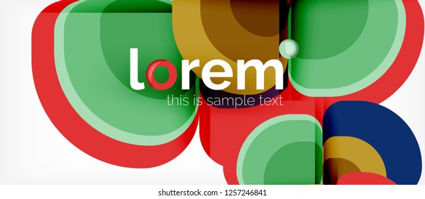 Fundo abstrato - composição geométrica de formas redondas multicoloridas. Modelo de layout abstrato moderno para apresentação de negócios ou tecnologia ou capa de brochura da web, papel de parede. Ilustração vetorial