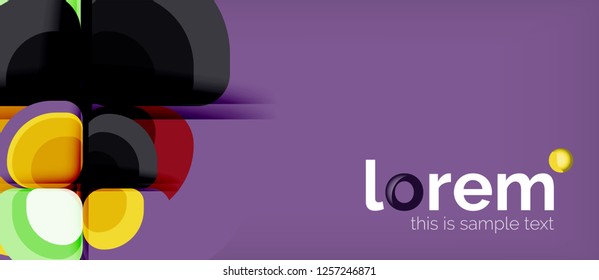 Fondo abstracto - composición geométrica de formas redondeadas multicolores. Plantilla de diseño abstracto de moda para presentación de negocios o tecnología o portada de folletos web, fondo de pantalla. Ilustración del vector