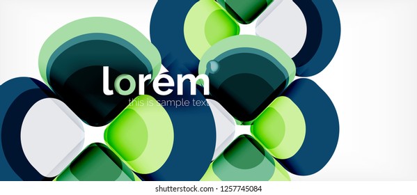 Fundo abstrato - composição geométrica de formas redondas multicoloridas. Modelo de layout abstrato moderno para apresentação de negócios ou tecnologia ou capa de brochura da web, papel de parede. Ilustração vetorial