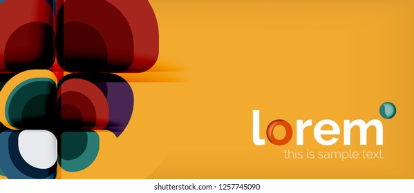 Fondo abstracto - composición geométrica de formas redondeadas multicolores. Plantilla de diseño abstracto de moda para presentación de negocios o tecnología o portada de folletos web, fondo de pantalla. Ilustración del vector