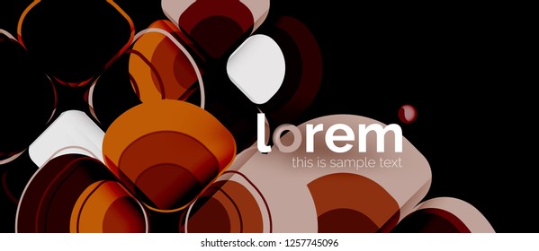 Abstrakter Hintergrund - Zusammensetzung der geometrischen mehrfarbigen Rundformen. Trendy abstrakte Layout-Vorlage für Geschäfts- oder Technologiepräsentation oder Web-Broschüre Titelbild, Bildschirmhintergrund. Vektorgrafik