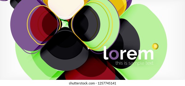 Fondo abstracto - composición geométrica de formas redondeadas multicolores. Plantilla de diseño abstracto de moda para presentación de negocios o tecnología o portada de folletos web, fondo de pantalla. Ilustración del vector
