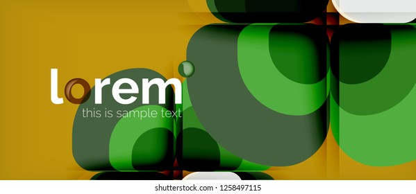 Fondo abstracto - composición geométrica de formas redondeadas multicolores. Plantilla de diseño abstracto de moda para presentación de negocios o tecnología o portada de folletos web, fondo de pantalla. Ilustración del vector