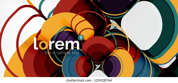 Abstract background - geometric multicolored round shapes composition. Trendy abstract layout template for business or technology presentation or web brochure cover, wallpaper. Vector illustration