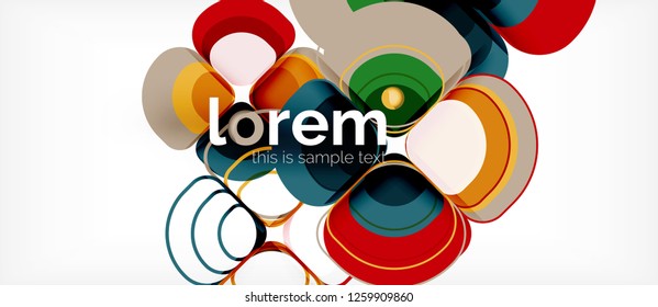 Fondo abstracto - composición geométrica de formas redondeadas multicolores. Plantilla de diseño abstracto de moda para presentación de negocios o tecnología o portada de folletos web, fondo de pantalla. Ilustración del vector