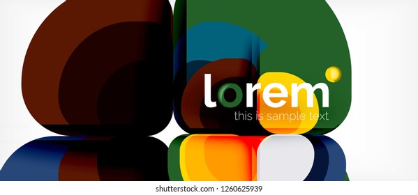 Abstrakter Hintergrund - Zusammensetzung der geometrischen mehrfarbigen Rundformen. Trendy abstrakte Layout-Vorlage für Geschäfts- oder Technologiepräsentation oder Web-Broschüre Titelbild, Bildschirmhintergrund. Vektorgrafik