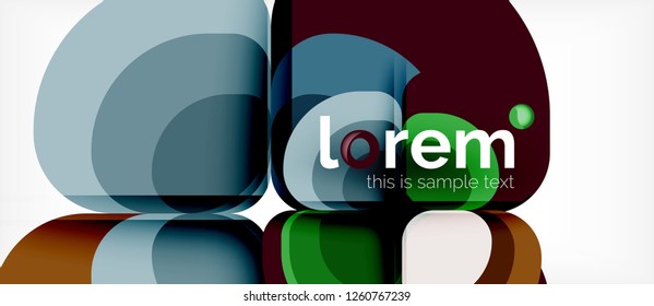 Fondo abstracto - composición geométrica de formas redondeadas multicolores. Plantilla de diseño abstracto de moda para presentación de negocios o tecnología o portada de folletos web, fondo de pantalla. Ilustración del vector