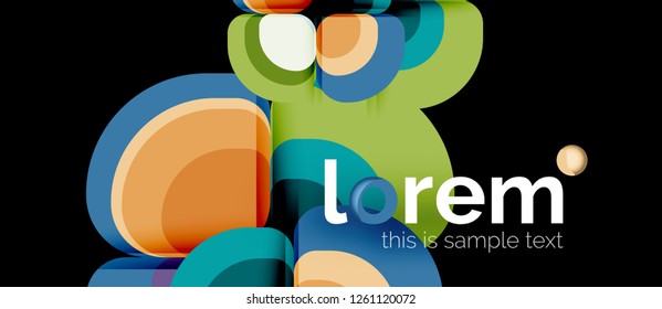 Fondo abstracto - composición geométrica de formas redondeadas multicolores. Plantilla de diseño abstracto de moda para presentación de negocios o tecnología o portada de folletos web, fondo de pantalla. Ilustración del vector