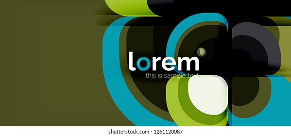 Fondo abstracto - composición geométrica de formas redondeadas multicolores. Plantilla de diseño abstracto de moda para presentación de negocios o tecnología o portada de folletos web, fondo de pantalla. Ilustración del vector