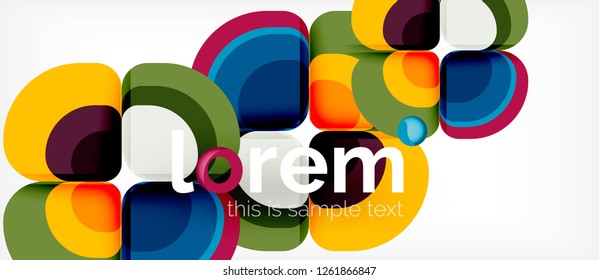Fondo abstracto - composición geométrica de formas redondeadas multicolores. Plantilla de diseño abstracto de moda para presentación de negocios o tecnología o portada de folletos web, fondo de pantalla. Ilustración del vector