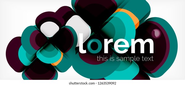 Fondo abstracto - composición geométrica de formas redondeadas multicolores. Plantilla de diseño abstracto de moda para presentación de negocios o tecnología o portada de folletos web, fondo de pantalla. Ilustración del vector