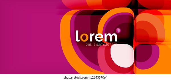 Fondo abstracto - composición geométrica de formas redondeadas multicolores. Plantilla de diseño abstracto de moda para presentación de negocios o tecnología o portada de folletos web, fondo de pantalla. Ilustración del vector