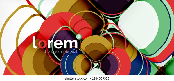 Abstract background - geometric multicolored round shapes composition. Trendy abstract layout template for business or technology presentation or web brochure cover, wallpaper. Vector illustration