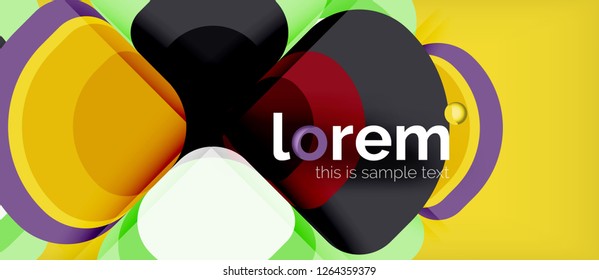 Fondo abstracto - composición geométrica de formas redondeadas multicolores. Plantilla de diseño abstracto de moda para presentación de negocios o tecnología o portada de folletos web, fondo de pantalla. Ilustración del vector