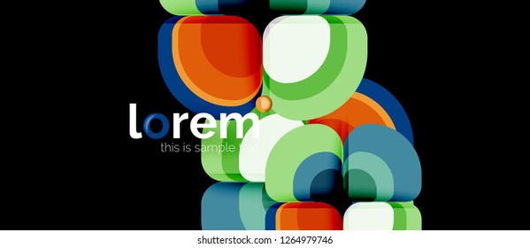 Abstrakter Hintergrund - Zusammensetzung der geometrischen mehrfarbigen Rundformen. Trendy abstrakte Layout-Vorlage für Geschäfts- oder Technologiepräsentation oder Web-Broschüre Titelbild, Bildschirmhintergrund. Vektorgrafik