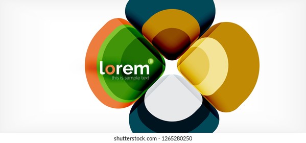 Abstrakter Hintergrund - Zusammensetzung der geometrischen mehrfarbigen Rundformen. Trendy abstrakte Layout-Vorlage für Geschäfts- oder Technologiepräsentation oder Web-Broschüre Titelbild, Bildschirmhintergrund. Vektorgrafik