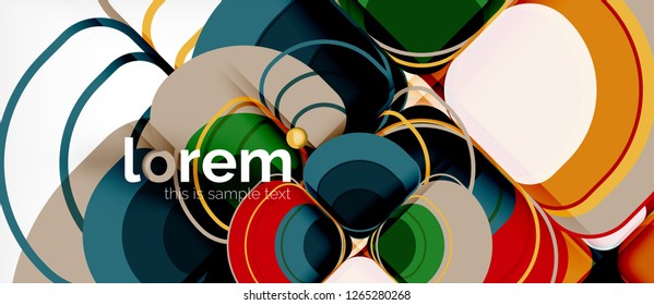 Abstract background - geometric multicolored round shapes composition. Trendy abstract layout template for business or technology presentation or web brochure cover, wallpaper. Vector illustration