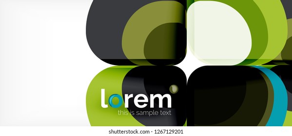 Fondo abstracto - composición geométrica de formas redondeadas multicolores. Plantilla de diseño abstracto de moda para presentación de negocios o tecnología o portada de folletos web, fondo de pantalla. Ilustración del vector