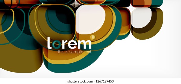 Fondo abstracto - composición geométrica de formas redondeadas multicolores. Plantilla de diseño abstracto de moda para presentación de negocios o tecnología o portada de folletos web, fondo de pantalla. Ilustración del vector