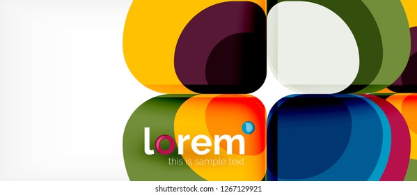Fondo abstracto - composición geométrica de formas redondeadas multicolores. Plantilla de diseño abstracto de moda para presentación de negocios o tecnología o portada de folletos web, fondo de pantalla. Ilustración del vector