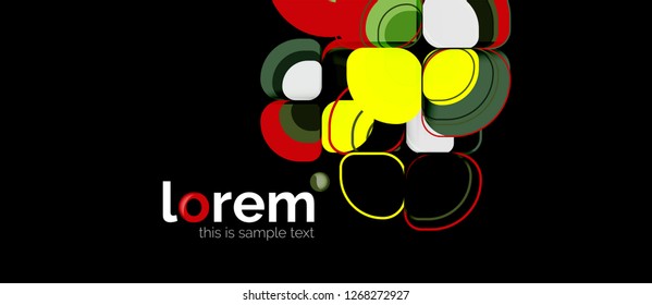 Fondo abstracto - composición geométrica de formas redondeadas multicolores. Plantilla de diseño abstracto de moda para presentación de negocios o tecnología o portada de folletos web, fondo de pantalla. Ilustración del vector
