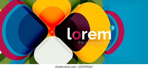 Fondo abstracto - composición geométrica de formas redondeadas multicolores. Plantilla de diseño abstracto de moda para presentación de negocios o tecnología o portada de folletos web, fondo de pantalla. Ilustración del vector