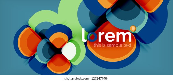 Fondo abstracto - composición geométrica de formas redondeadas multicolores. Plantilla de diseño abstracto de moda para presentación de negocios o tecnología o portada de folletos web, fondo de pantalla. Ilustración del vector