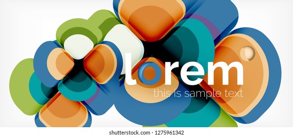 Fondo abstracto - composición geométrica de formas redondeadas multicolores. Plantilla de diseño abstracto de moda para presentación de negocios o tecnología o portada de folletos web, fondo de pantalla. Ilustración del vector