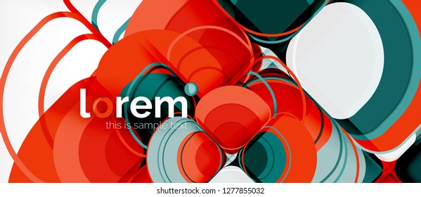 Fondo abstracto - composición geométrica de formas redondeadas multicolores. Plantilla de diseño abstracto de moda para presentación de negocios o tecnología o portada de folletos web, fondo de pantalla. Ilustración del vector