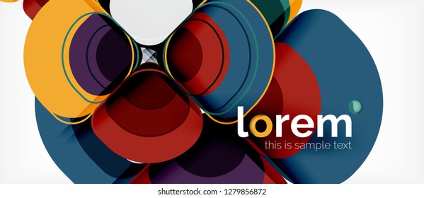 Abstract background - geometric multicolored round shapes composition. Trendy abstract layout template for business or technology presentation or web brochure cover, wallpaper. Vector illustration