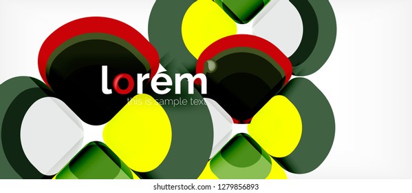 Abstract background - geometric multicolored round shapes composition. Trendy abstract layout template for business or technology presentation or web brochure cover, wallpaper. Vector illustration