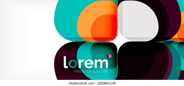 Fondo abstracto - composición geométrica de formas redondeadas multicolores. Plantilla de diseño abstracto de moda para presentación de negocios o tecnología o portada de folletos web, fondo de pantalla. Ilustración del vector