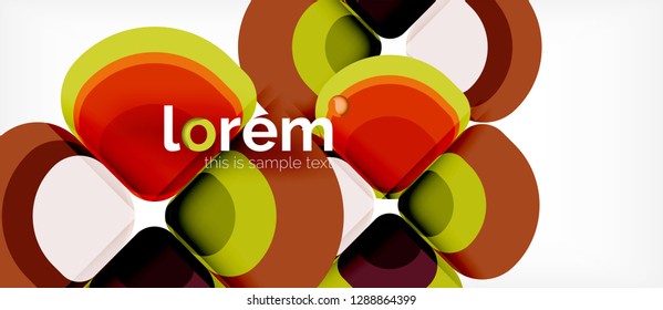 Fondo abstracto - composición geométrica de formas redondeadas multicolores. Plantilla de diseño abstracto de moda para presentación de negocios o tecnología o portada de folletos web, fondo de pantalla. Ilustración del vector
