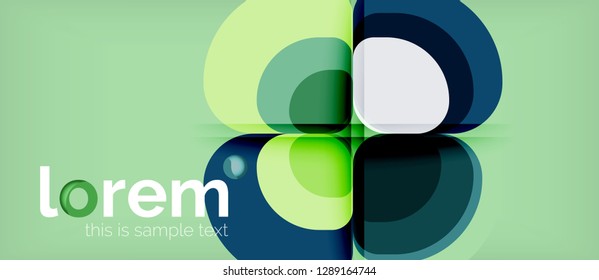 Abstrakter Hintergrund - Zusammensetzung der geometrischen mehrfarbigen Rundformen. Trendy abstrakte Layout-Vorlage für Geschäfts- oder Technologiepräsentation oder Web-Broschüre Titelbild, Bildschirmhintergrund. Vektorgrafik