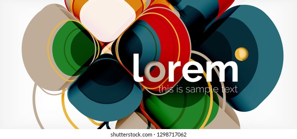 Abstract background - geometric multicolored round shapes composition. Trendy abstract layout template for business or technology presentation or web brochure cover, wallpaper. Vector illustration