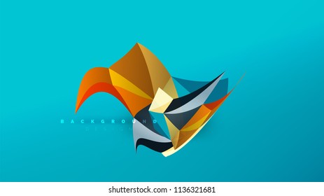 Abstract background - geometric origami style shape composition, triangular low poly design concept. Colorful trendy minimalistic vector illustration
