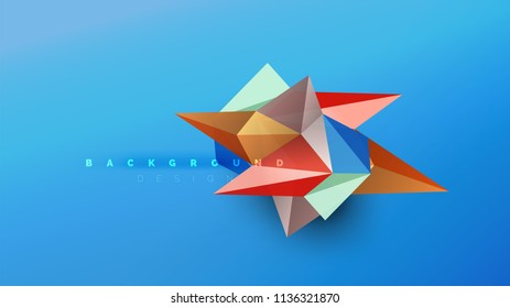 Abstract background - geometric origami style shape composition, triangular low poly design concept. Colorful trendy minimalistic vector illustration