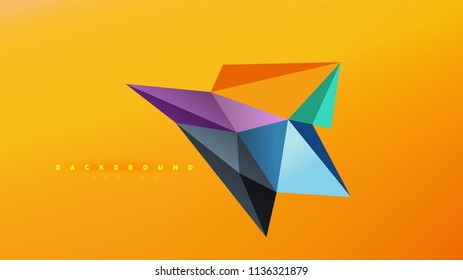 Abstract background - geometric origami style shape composition, triangular low poly design concept. Colorful trendy minimalistic vector illustration