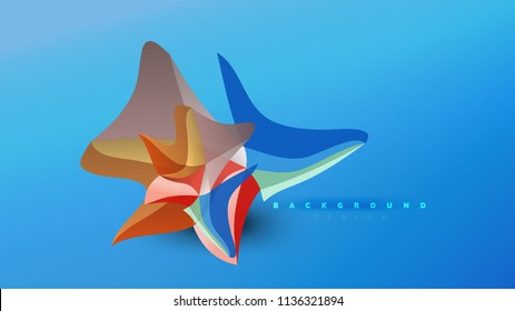 Fundo abstrato - composição de forma de estilo origami geométrico, conceito de design triangular baixo poli. Ilustração de vetor minimalista na moda colorida