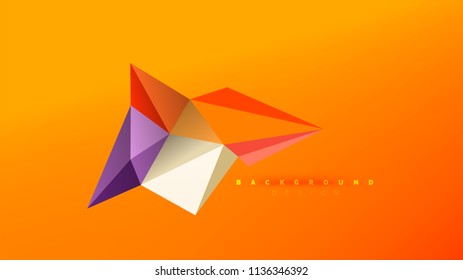 Fondo abstracto - composición de forma de estilo de origami geométrico, concepto de diseño triangular de polos bajos. Ilustración vectorial minimalista de moda colorida